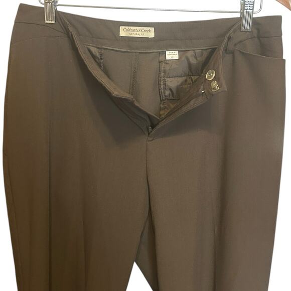 Coldwater Creek Women Natural Fit Pants 12 Brown Straight Leg Minimal Office - Picture 4 of 10